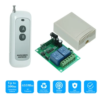 433MHz DC 12V 2CH Universal 10A Relay Wireless Remote Control Switch Receiver Module 2 Key RF 433Mhz Transmitter Remote Control
433MHz DC 12V 2CH Universal 10A Relay Wireless Remote Control Switch Receiver Module 2 Key RF 433Mhz Transmitter Remote Control