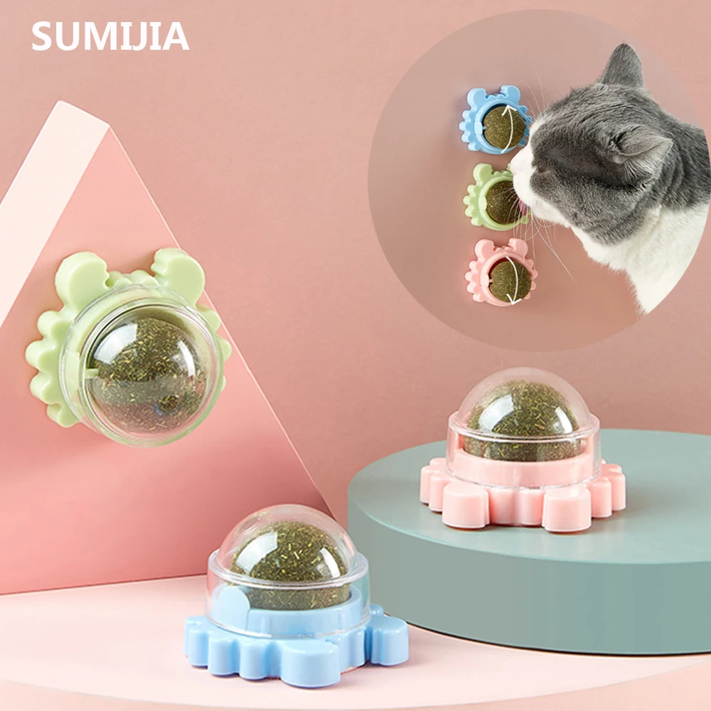 SUMIJIA 1pc Crab Shape Catnip Ball Toy For Cat Licking Solid With Natural Wall Sucker Cats Toys Keep Healthy | Дом и сад