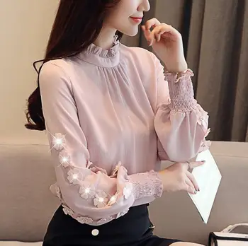 2020 Spring Autumn Long Sleeve Chiffon Blouses Women Office Work 3D Flower Embroidery Shirts Bead fashion Ladies Tops r2449
2020 Spring Autumn Long Sleeve Chiffon Blouses Women Office Work 3D Flower Embroidery Shirts Bead fashion Ladies Tops r2449
