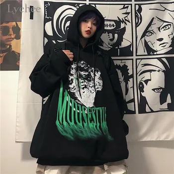 Lychee Harajuku Character Letter Print Women Fleece Hooded Sweatshirt Spring Autumn Winter Lady Tops Casual Loose Female Hoodies
Lychee Harajuku Character Letter Print Women Fleece Hooded Sweatshirt Spring Autumn Winter Lady Tops Casual Loose Female Hoodies