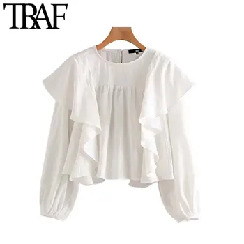 TRAF Women Vintage Sweet Ruffles Solid Short Style Blouses Fashion O Neck Long Sleeve Female Shirts Blusas Mujer Chic Crop Top
TRAF Women Vintage Sweet Ruffles Solid Short Style Blouses Fashion O Neck Long Sleeve Female Shirts Blusas Mujer Chic Crop Top