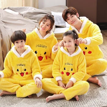 Winter Parent-Child Family Pajamas set Kids Flannel Pyjamas Thickened Plush Hoodie Long Sleeve Animal Pikachu Women Men Homewear 
Winter Parent-Child Family Pajamas set Kids Flannel Pyjamas Thickened Plush Hoodie Long Sleeve Animal Pikachu Women Men Homewear