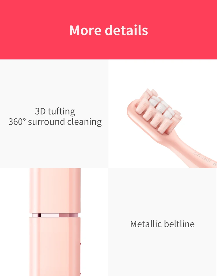 Xiaomi Doctor B Q3 Sonic Electric Toothbrush USB Rechargeable IPX7 Waterproof 45g lightweight body Soft Brush for Adult (9)