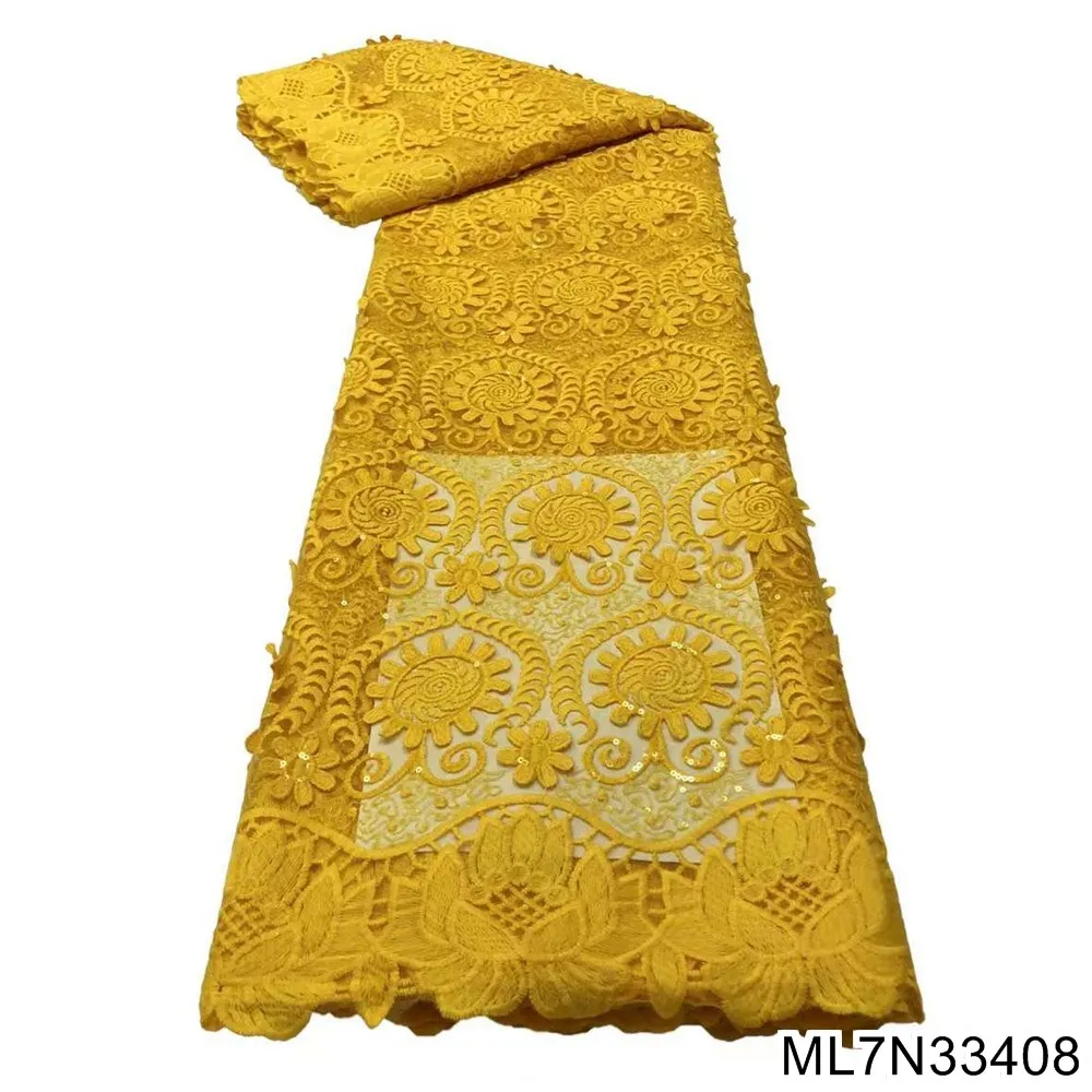 Latest African net fabric 5 yard lace fabric yellow tulle fabric embroidered French knit fabric with stones for wedding ML7N334
Latest African net fabric 5 yard lace fabric yellow tulle fabric embroidered French knit fabric with stones for wedding ML7N334