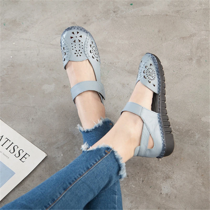 Mother Hollow Genuine Leather Breathable Soft Flat Sandals Summer Women Shoes Woman Casual Solid Buckle Strap Ladies Sandals
Mother Hollow Genuine Leather Breathable Soft Flat Sandals Summer Women Shoes Woman Casual Solid Buckle Strap Ladies Sandals