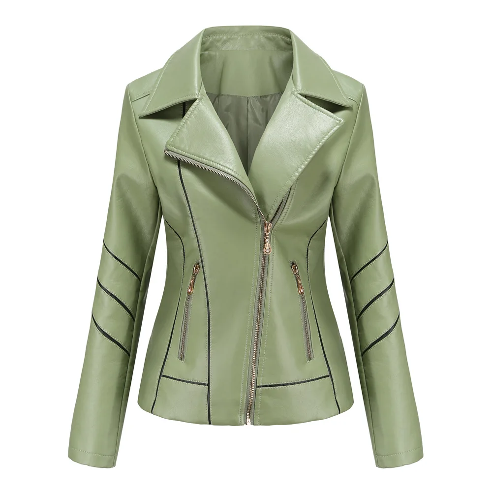 2020 Mustard Green Spring Autumn Turn-down Collar black leather jacket Elegant Faux Leather jackets women Moto Biker PU outwear 
2020 Mustard Green Spring Autumn Turn-down Collar black leather jacket Elegant Faux Leather jackets women Moto Biker PU outwear