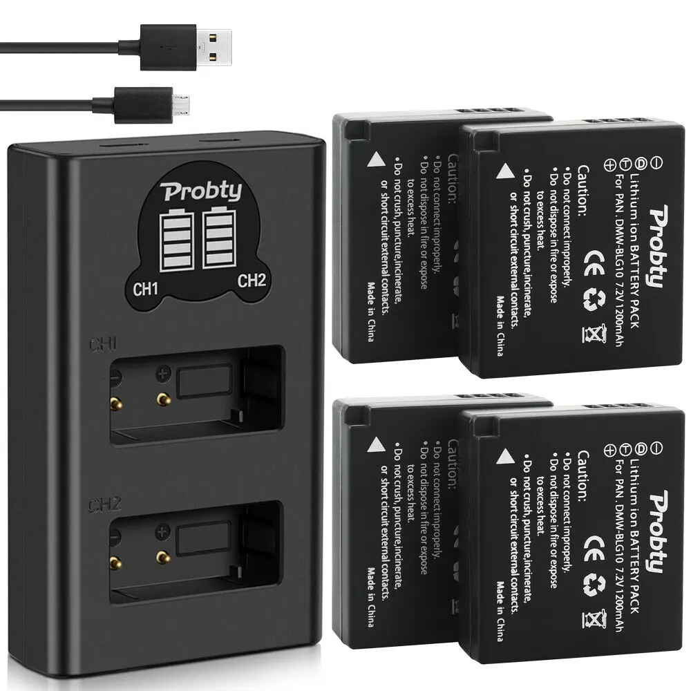 PROBTY DMW-BLG10 Camera Battery DMWBLG10 BLG10 DMW-BLE9 BPDC15+LCD Dual Charger for Panasonic LUMIX GF5 GF6 GX7 LX100 GX80 GX85
PROBTY DMW-BLG10 Camera Battery DMWBLG10 BLG10 DMW-BLE9 BPDC15+LCD Dual Charger for Panasonic LUMIX GF5 GF6 GX7 LX100 GX80 GX85