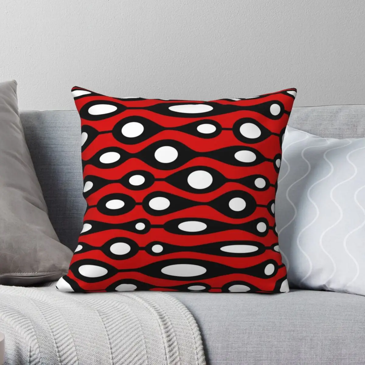 

Красно-черная плазменная квадратная наволочка Groovy, Полиэстеровая льняная бархатная креативная Декоративная Подушка на молнии, искусственная подушка для дивана, для сидения, 18 дюймов