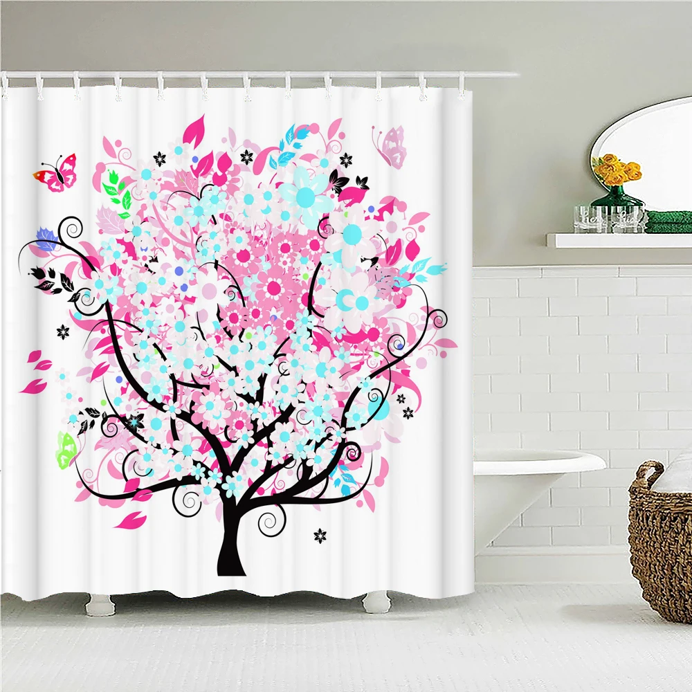 Colorful tree flower butterfly 3D printing shower curtain polyester waterproof home decor bath curtains for bathroom with hook
Colorful tree flower butterfly 3D printing shower curtain polyester waterproof home decor bath curtains for bathroom with hook