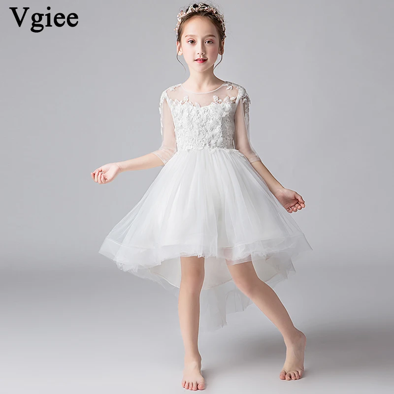 

Vgiee Kids Dresses for Girls Knee-Length Cotton Draped Half White Princess Dresses Little Girl Clothes CC666