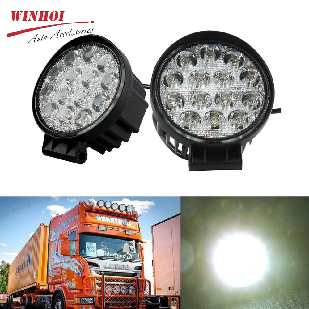 Фото Led Work Light 12V 42W 55mm 4.3" Round Spot Offroad 4WD LED Bar for Car Truck Tractors SUV Boat Workinglight | Автомобили и