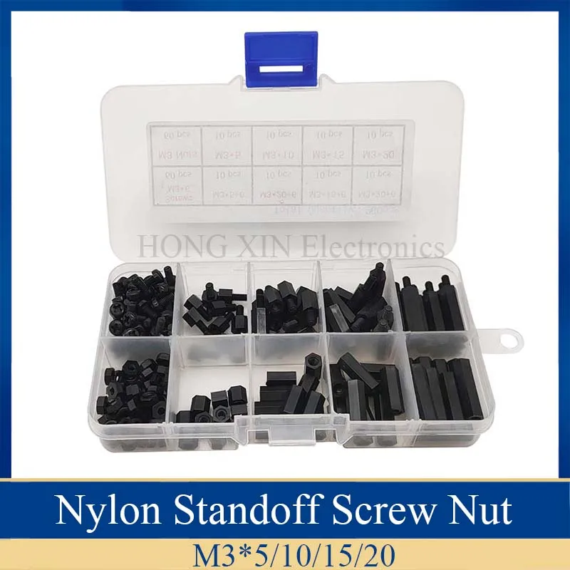 200pcs M3 Nylon Screw Black Hex Nylon Standoff Spacer Column Flat Head Nylon Plastic Spacing Screws Nuts
200pcs M3 Nylon Screw Black Hex Nylon Standoff Spacer Column Flat Head Nylon Plastic Spacing Screws Nuts