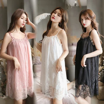 Sexy Night Dress Ice Silk Satin Sleepwear Female Nightgown Women Sleeping Dresses Night Shirts
Sexy Night Dress Ice Silk Satin Sleepwear Female Nightgown Women Sleeping Dresses Night Shirts