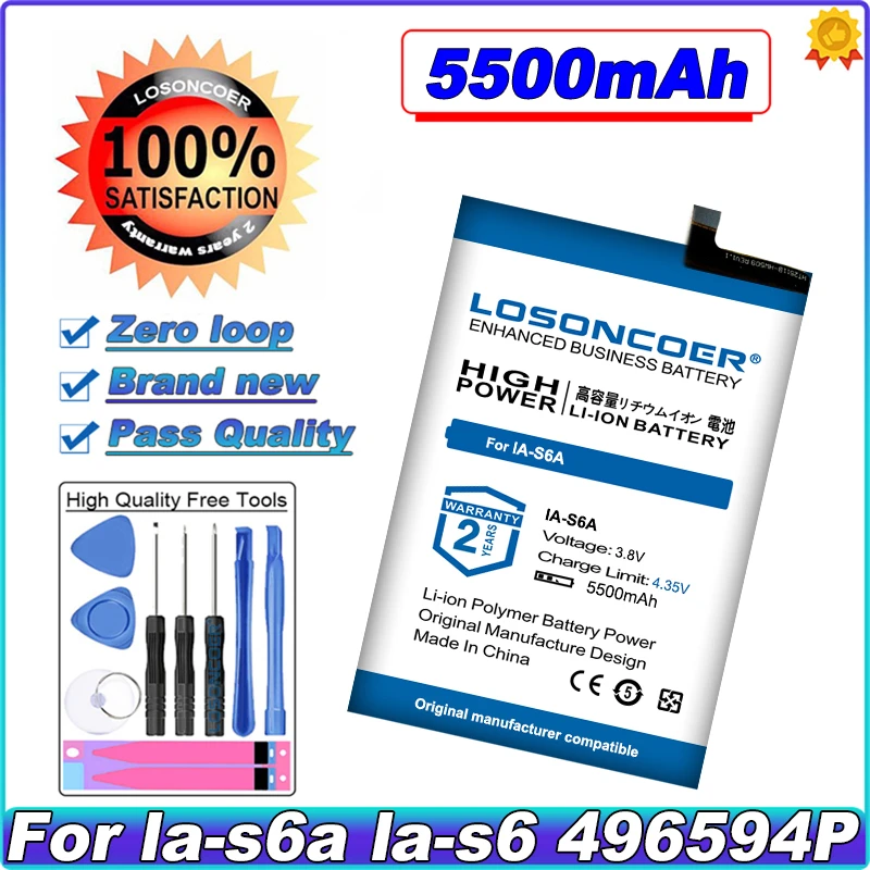 LOSONCOER 5500mAh For La-s6a Battery Pepper La-s6a Mobile Phone Battery 496594P +Free tools ~In Stock
LOSONCOER 5500mAh For La-s6a Battery Pepper La-s6a Mobile Phone Battery 496594P +Free tools ~In Stock