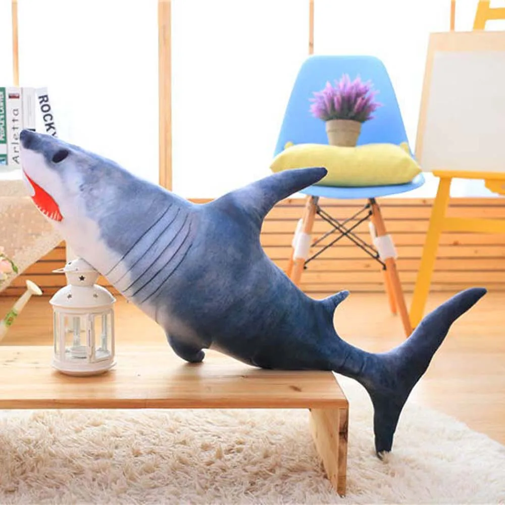 

Big White Shark Pillow Birthday Gift Children Stuffed Plush Toy