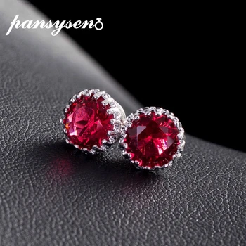 PANSYSEN 8MM Charms Ruby Amethyst Emerald Stud Earrings Real 925 Sterling Silver Earrings for Women 10 Colors Wholesale Gifts 
PANSYSEN 8MM Charms Ruby Amethyst Emerald Stud Earrings Real 925 Sterling Silver Earrings for Women 10 Colors Wholesale Gifts