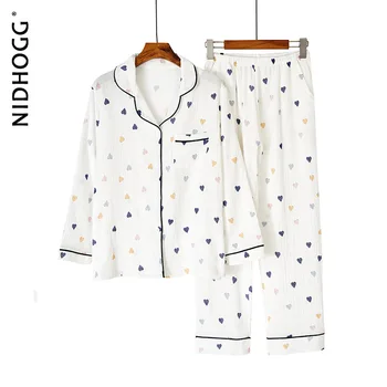 Women's Double-layer Yarn Long-sleeved Pajamas Crepe Pleated Cotton Sleepwear Two Piece Set Lounge Wear Sexy Nightwear Pyjama 
Women's Double-layer Yarn Long-sleeved Pajamas Crepe Pleated Cotton Sleepwear Two Piece Set Lounge Wear Sexy Nightwear Pyjama