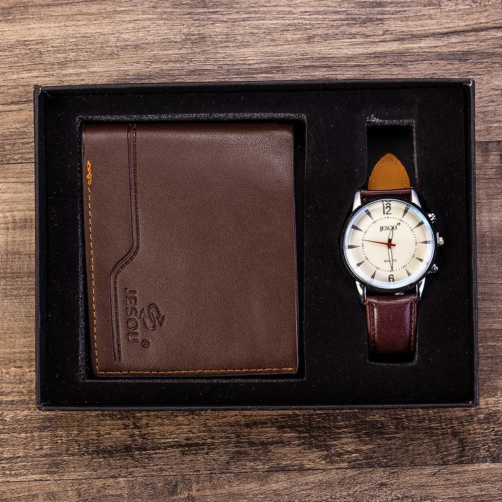 Men Gift Set Exquisite Packaging Watch + Wallet Set Hot Sell Creative Packaged Combination Men Watch