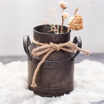 Flower Bucket Retro Iron Bucket Flower Pot Vase Decoration Ornaments European Milk Pot Bucket for Home Garden
Flower Bucket Retro Iron Bucket Flower Pot Vase Decoration Ornaments European Milk Pot Bucket for Home Garden