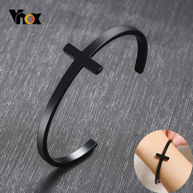 Vnox Simple Cross Bangle for Women Men Black Stainless Steel Cuff Bracelet Casual Stylish Religious Jesus Belief Jewelry
Vnox Simple Cross Bangle for Women Men Black Stainless Steel Cuff Bracelet Casual Stylish Religious Jesus Belief Jewelry
