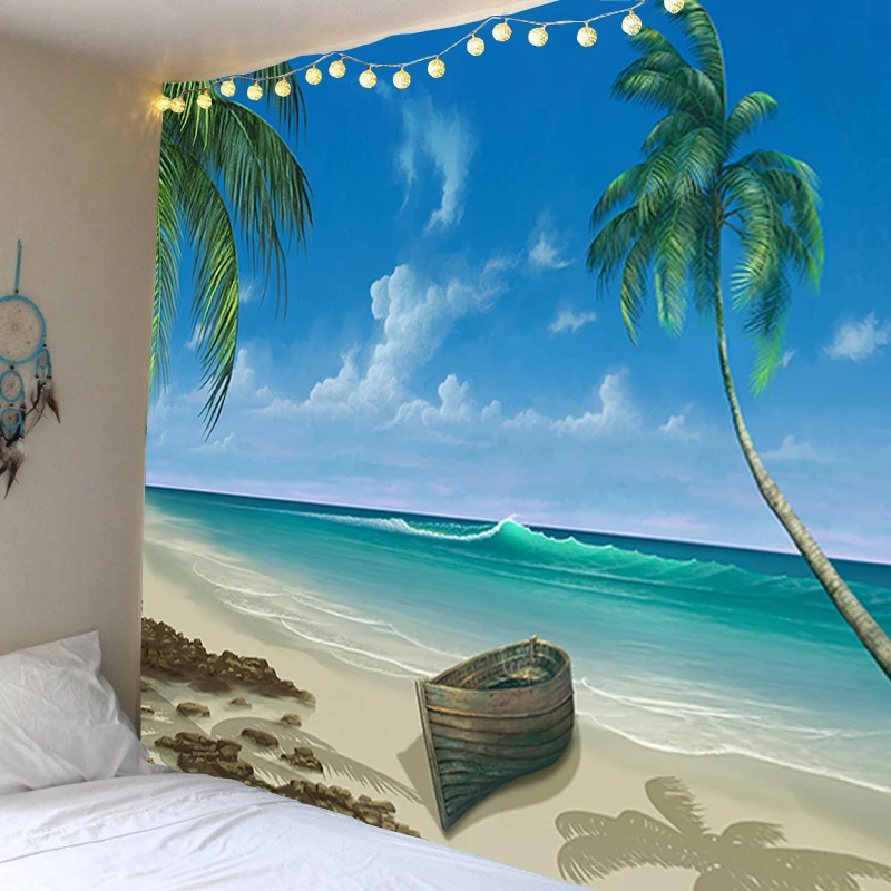 Beach, Boat, Coconut Tree, Watercolor Painting Style, Wall Hanging Living Room Bedroom Dormitory Decoration Cloth
Beach, Boat, Coconut Tree, Watercolor Painting Style, Wall Hanging Living Room Bedroom Dormitory Decoration Cloth