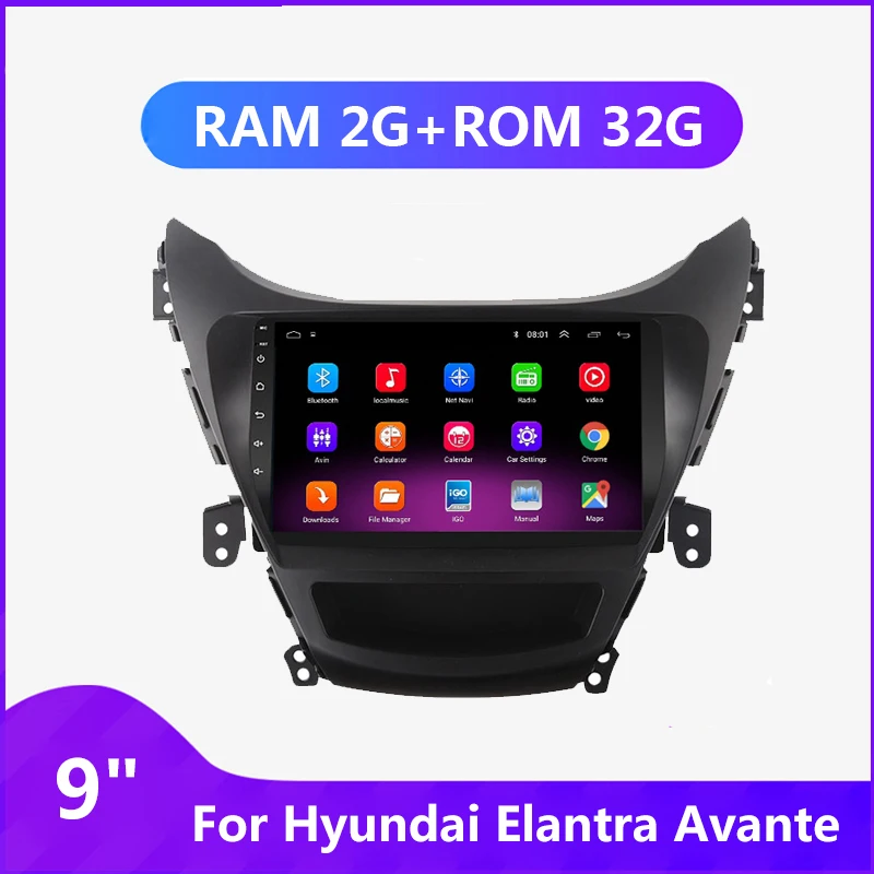 Автомагнитола 9 дюймов стерео Android 1 для Hyundai Elantra Avante I35 2011-2016 мультимедийный