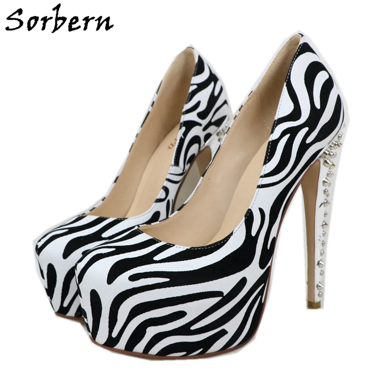 Sorbern Zebra Women Pumps Rivet High Heel Platform Slip On Platform Heels Ladies Shoes Plus Size Trendy Heels For Crossdresser
Sorbern Zebra Women Pumps Rivet High Heel Platform Slip On Platform Heels Ladies Shoes Plus Size Trendy Heels For Crossdresser