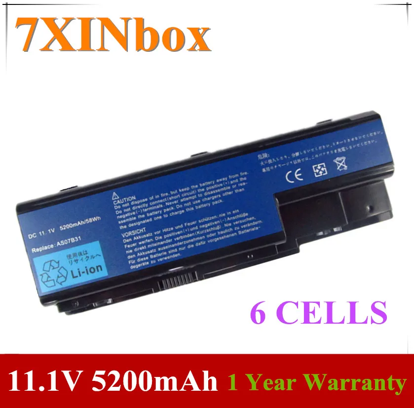 7XINbox 11.1V 5200mAh Battery For Acer Aspire AS07B31 AS07B32 AS07B41 AS07B42 AS07B51 AS07B52 AS07B61 AS07B71 AS07B71 AS07B72
7XINbox 11.1V 5200mAh Battery For Acer Aspire AS07B31 AS07B32 AS07B41 AS07B42 AS07B51 AS07B52 AS07B61 AS07B71 AS07B71 AS07B72