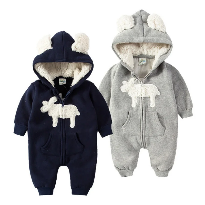 

Autumn Newborn Baby Rompers Infant Winter Clothes Baby Boy Girl Jumpsuit Hooded Costume Suit Thick Warm Toddler Outerwear