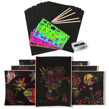 50 Sheets Scratch DIY Art Crafts for Kids Black Paper Magic Rainbow Painting Boards with Stylus Drawing Gift for Children
50 Sheets Scratch DIY Art Crafts for Kids Black Paper Magic Rainbow Painting Boards with Stylus Drawing Gift for Children