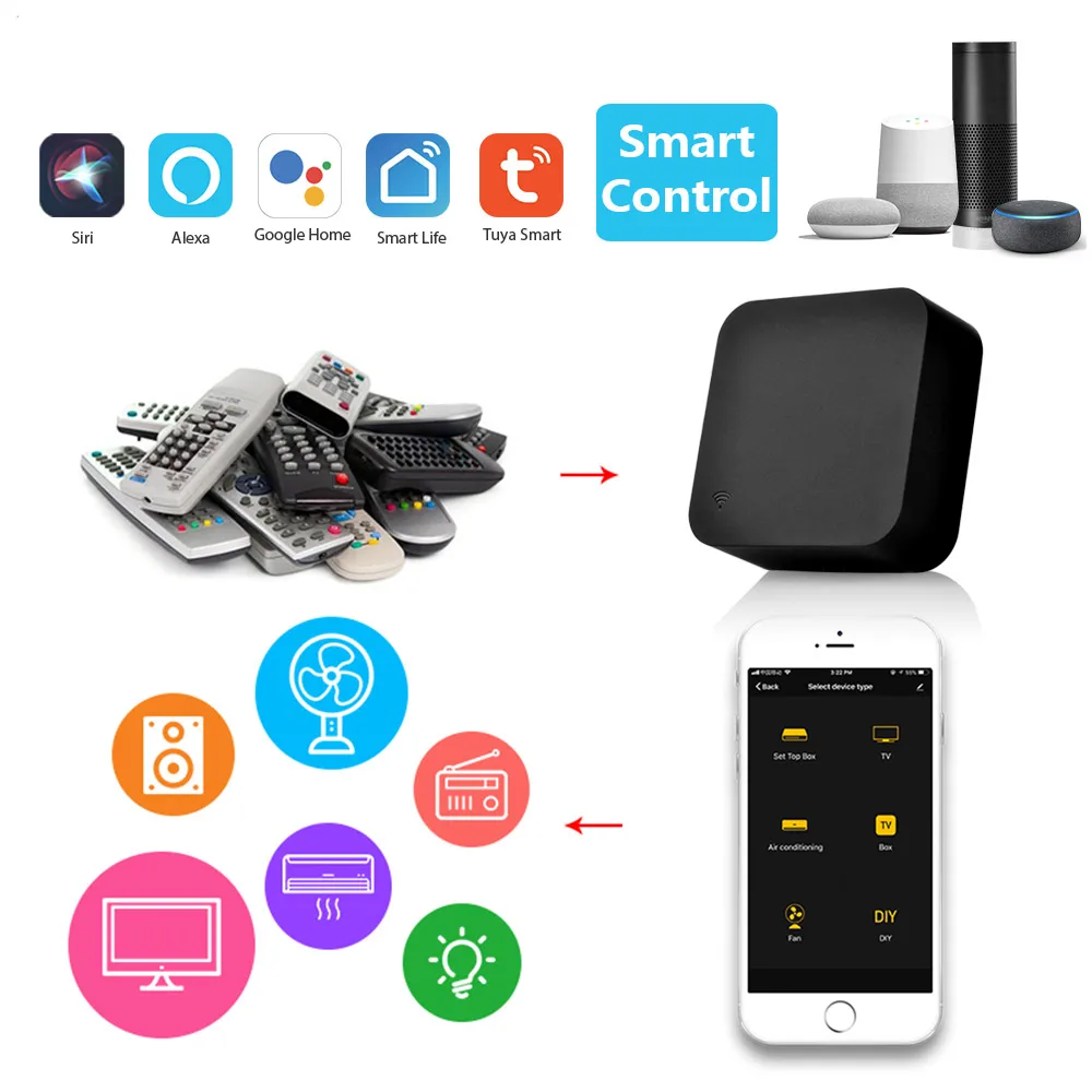 WiFi Smart IR Remote Controller Smart Home Compatible with Alexa, Google Assistant, IFTTT, Smart Life, TuyaSmart
WiFi Smart IR Remote Controller Smart Home Compatible with Alexa, Google Assistant, IFTTT, Smart Life, TuyaSmart