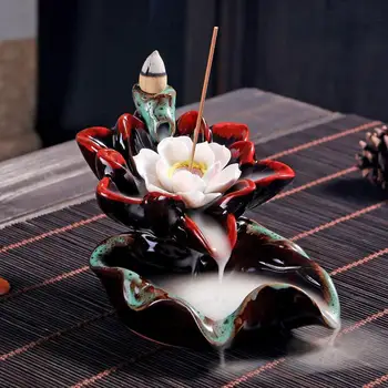 Buddhist Backflow Incense Burner Chinese Vintage Lotus Incense Stick Holder Flower Shape Ceramic Smoke Waterfall Censer Decor
Buddhist Backflow Incense Burner Chinese Vintage Lotus Incense Stick Holder Flower Shape Ceramic Smoke Waterfall Censer Decor