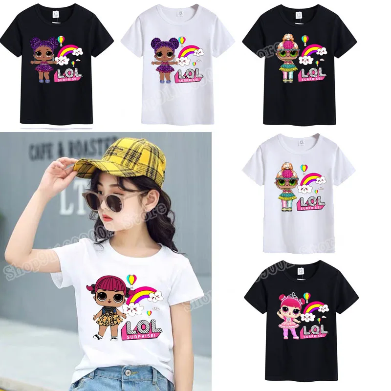 LOL SURPRISE OMG Graphic T Shirts Girls Kids Digital Tee Happy Birthday Tops Cotton Fashion Clothing Cartoon Figure Accessories | Женская