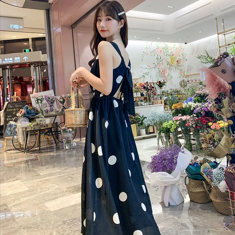2019 Summer New Style Korean-style Mid-length Backless Polka Dot Strapped Dress Women's French Retro Waist Hugging Big Skirt
2019 Summer New Style Korean-style Mid-length Backless Polka Dot Strapped Dress Women's French Retro Waist Hugging Big Skirt