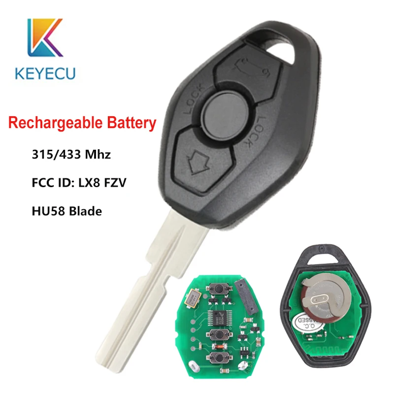 KEYECU Replacement Remote Key Fob for BMW EWS 3 5 Series X3 X5 Z3 Z4 M3 1995-2005 FCC ID:LX8 FZV Rechargeable Battery HU58 Blade
KEYECU Replacement Remote Key Fob for BMW EWS 3 5 Series X3 X5 Z3 Z4 M3 1995-2005 FCC ID:LX8 FZV Rechargeable Battery HU58 Blade