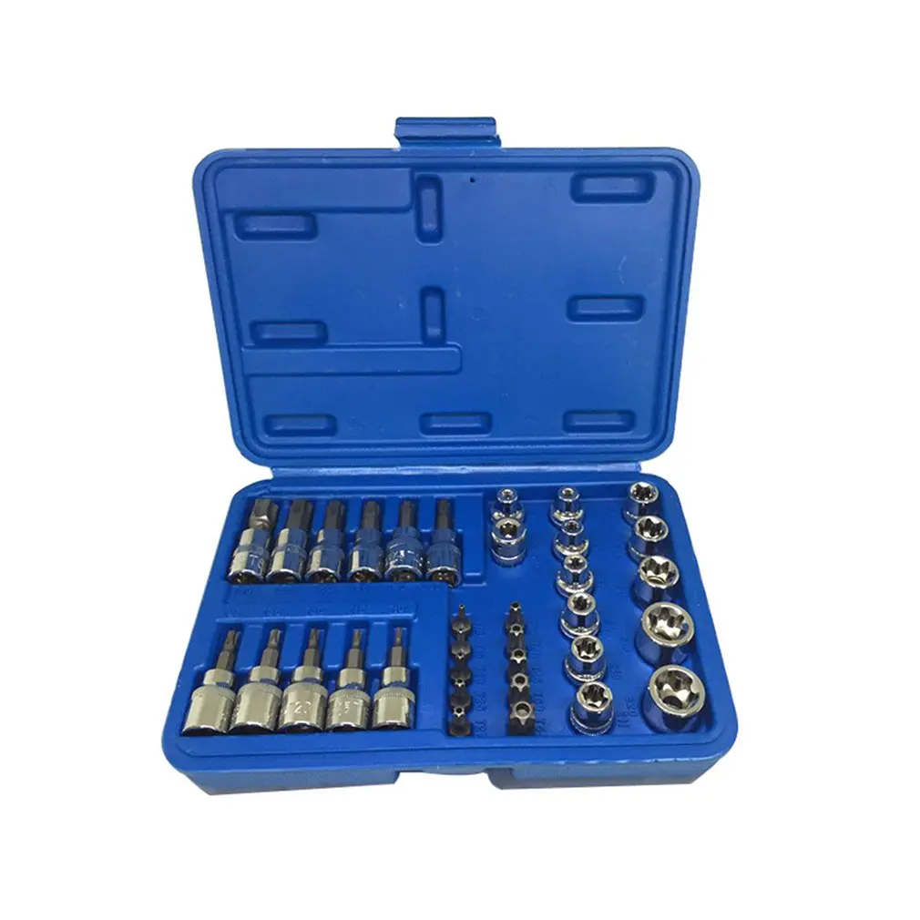 34Pcs/set E4-E20 E Type Bit Sockets Wrench Head T10-T60 TT10-TT55 Torx Star Sleeve Set Auto Repair Hand Tools
34Pcs/set E4-E20 E Type Bit Sockets Wrench Head T10-T60 TT10-TT55 Torx Star Sleeve Set Auto Repair Hand Tools