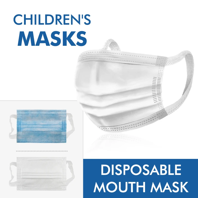 100 шт одноразовые маски для лица Повседневная защита детей Maski Masker 3 слоя нетканые