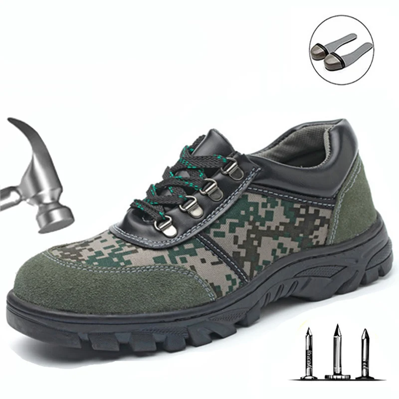 Camouflage Canvas Labor Insurance Shoes Protective Shoes Anti-smashing Anti-piercing Suede Leather Liberation Shoes Male
Camouflage Canvas Labor Insurance Shoes Protective Shoes Anti-smashing Anti-piercing Suede Leather Liberation Shoes Male