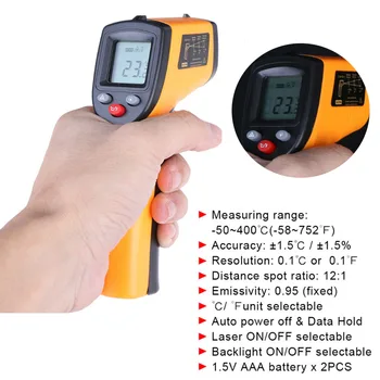 IR Laser Infrared Temperature Meter Accuracy Tester Handheld Non-contact IR Infrared Thermometer GM320 Digital LCD Display
IR Laser Infrared Temperature Meter Accuracy Tester Handheld Non-contact IR Infrared Thermometer GM320 Digital LCD Display