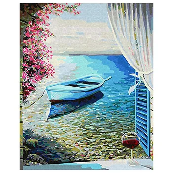 Paint By Numbers Kits for Adult, DIY Canvas Painting for Adults Beginner-Seaside Scenery 
Paint By Numbers Kits for Adult, DIY Canvas Painting for Adults Beginner-Seaside Scenery
