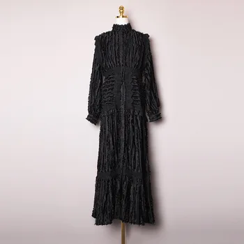 2020 Spring Ladies Elegant Women's A Line Solid Full Stand Collar Ruffles Pleated Ankle-Length Dress Women
2020 Spring Ladies Elegant Women's A Line Solid Full Stand Collar Ruffles Pleated Ankle-Length Dress Women