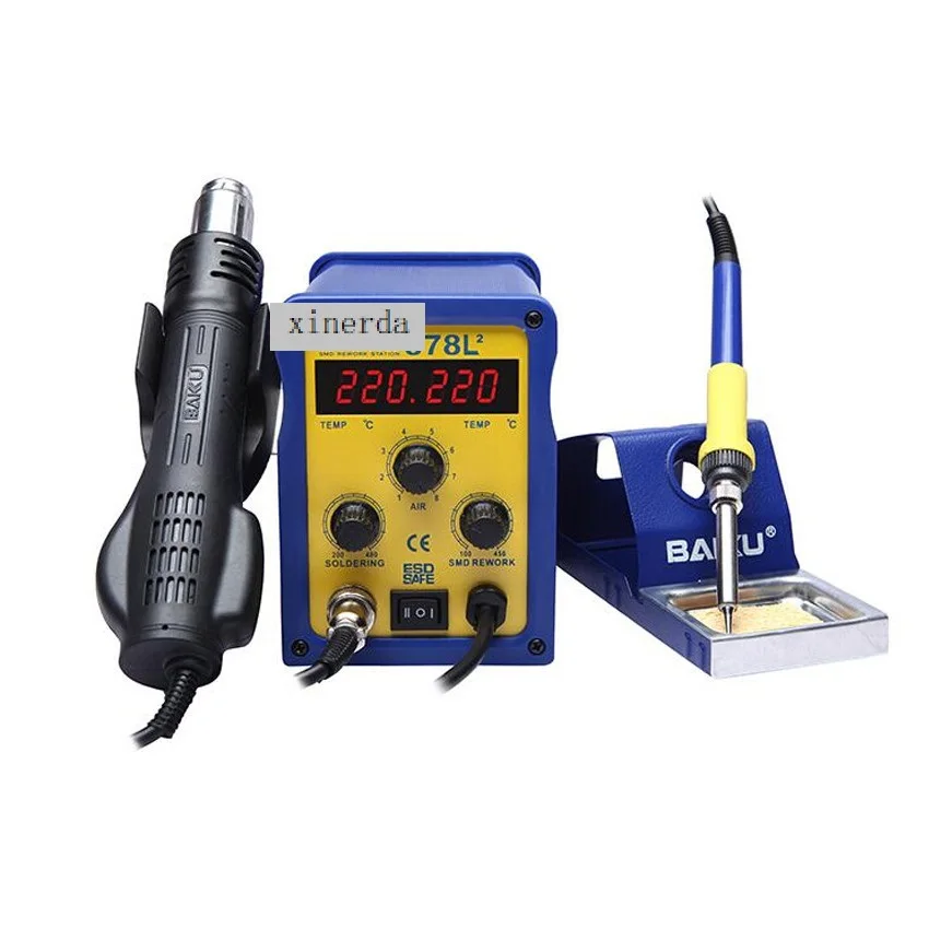 

BAKU BK-878L2 led digital Display SMD Brushless Hot Air Rework Station with Soldering Iron and Heat Gun for Cell Phone Repair