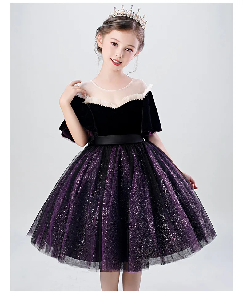 Платье для девочки с цветами 2021 блестящее детское платье ведущего пианино