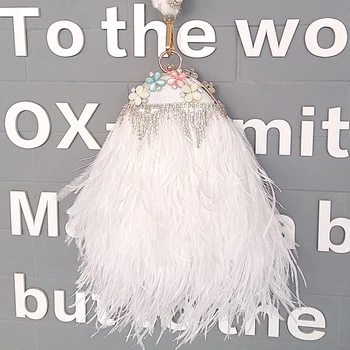 Real Ostrich Fur Tassel Day Clutches For Women Feather Pearl Chains Shoulder Bag Design Diamond Handbag Pearl Party Evening Bag 
Real Ostrich Fur Tassel Day Clutches For Women Feather Pearl Chains Shoulder Bag Design Diamond Handbag Pearl Party Evening Bag