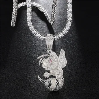 Full CZ Zircon Honeybee Pendant Necklace With Iced Out Tennis Chain Fashion Designer Hip Hop Wasp Jewelry Gift
Full CZ Zircon Honeybee Pendant Necklace With Iced Out Tennis Chain Fashion Designer Hip Hop Wasp Jewelry Gift