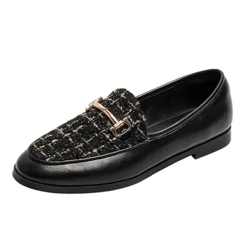 Brand Flats Shoes Women Loafers Metal Decoration Fashion Ladies Loafers Black Slip On Women Shoes Spring 2020 Autumn EC032-5
Brand Flats Shoes Women Loafers Metal Decoration Fashion Ladies Loafers Black Slip On Women Shoes Spring 2020 Autumn EC032-5