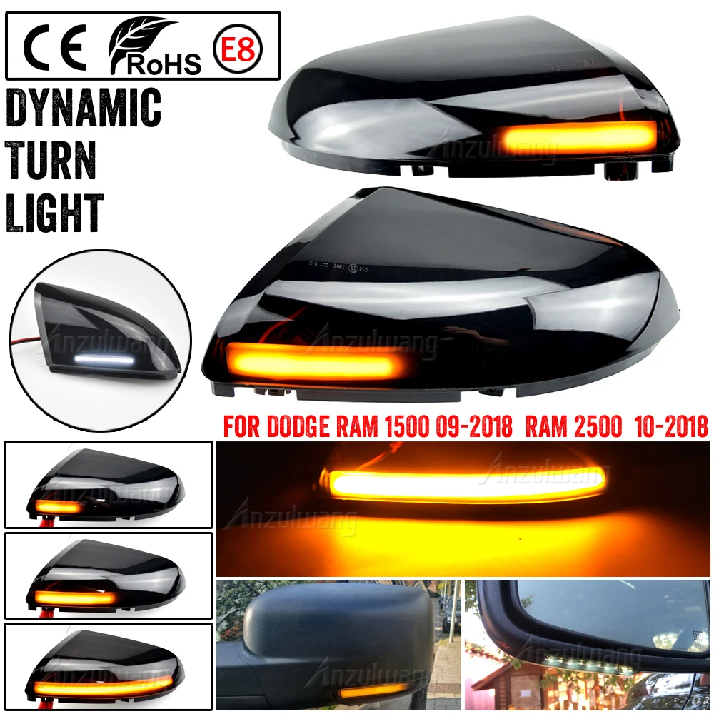 

2pcs LED Side Rearview Mirror Dynamic Indicator Blinker Light Rear View Mirror Turn Signal Light For Dodge Ram 1500 2500 3500