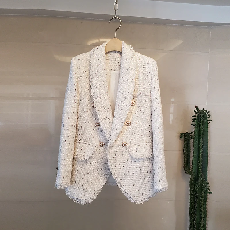 Runway Autumn And Winter Luxury Turn-Down Collar Tweed Small Fragrance Coat Round Neck Double-Breasted Women Jacket Female k9528
Runway Autumn And Winter Luxury Turn-Down Collar Tweed Small Fragrance Coat Round Neck Double-Breasted Women Jacket Female k9528