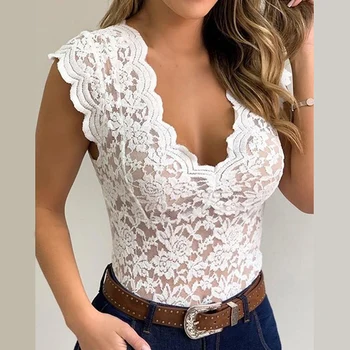 Fashion Clothing Solid Shirt Women T Shirts Summer Womens Tops and See Through Sleeveless Sexy Deep V Neck Lace Patchwork Tops
Fashion Clothing Solid Shirt Women T Shirts Summer Womens Tops and See Through Sleeveless Sexy Deep V Neck Lace Patchwork Tops