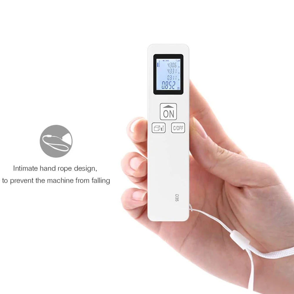 Portable Mini Handheld Laser Distance Meter 35M Digital Laser Rangefinder LCD Distance Area Volume Room Measurement Range Finder
Portable Mini Handheld Laser Distance Meter 35M Digital Laser Rangefinder LCD Distance Area Volume Room Measurement Range Finder